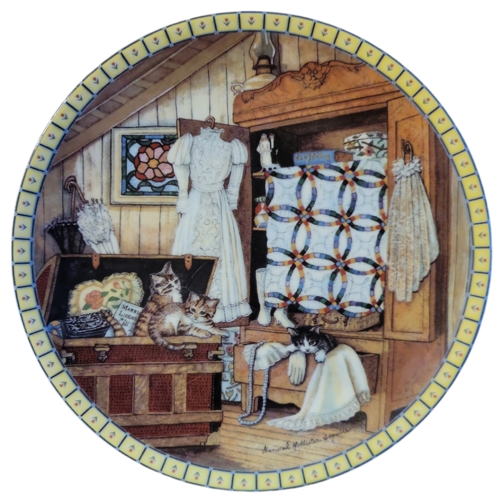 Vtg 91 Attic Afternoon Plate Cozy Country Corners Knowles China Cats